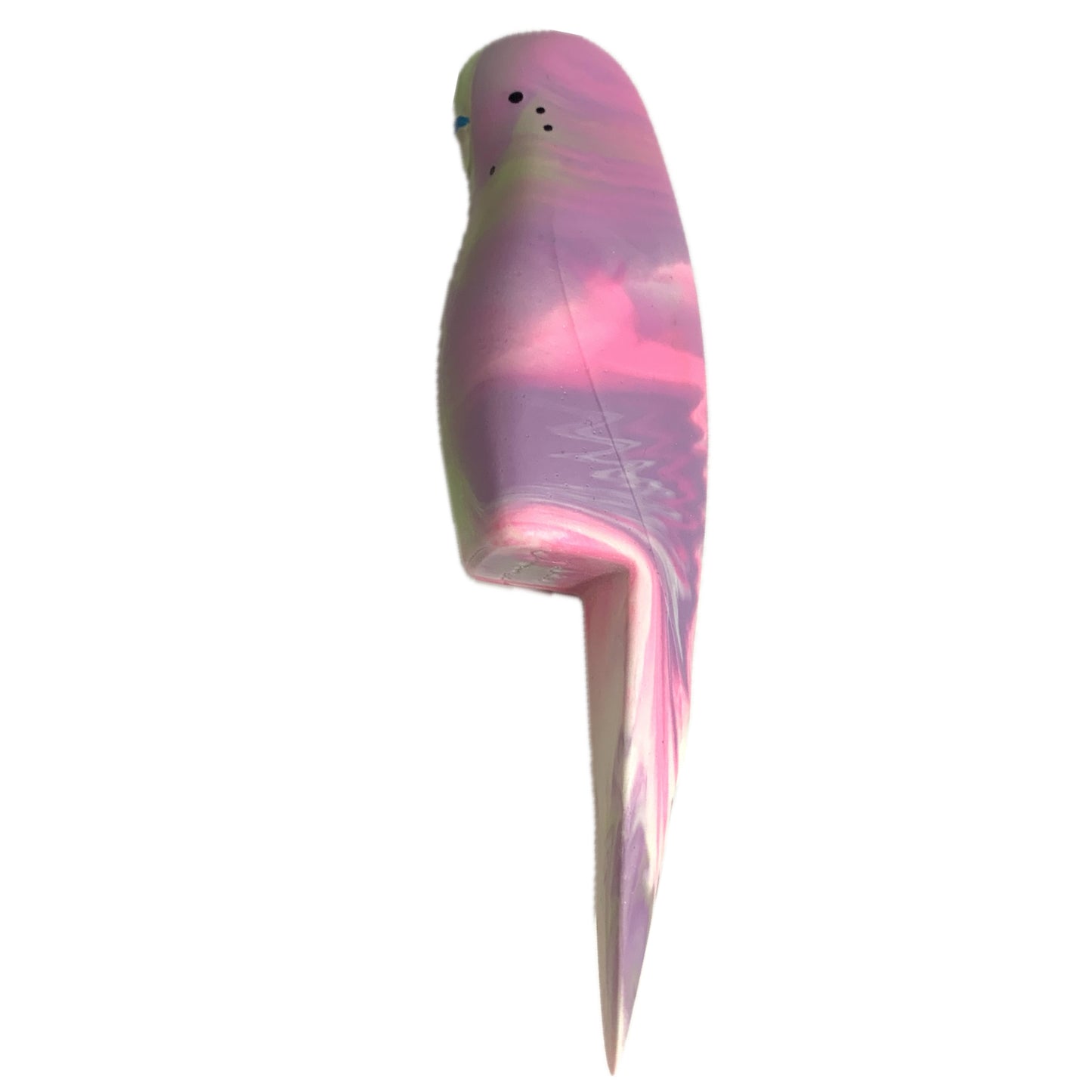 PETE CROMER - RESIN BUDGERIGAR #4 - Gelato Lime Green, Purple & Pink Swirl