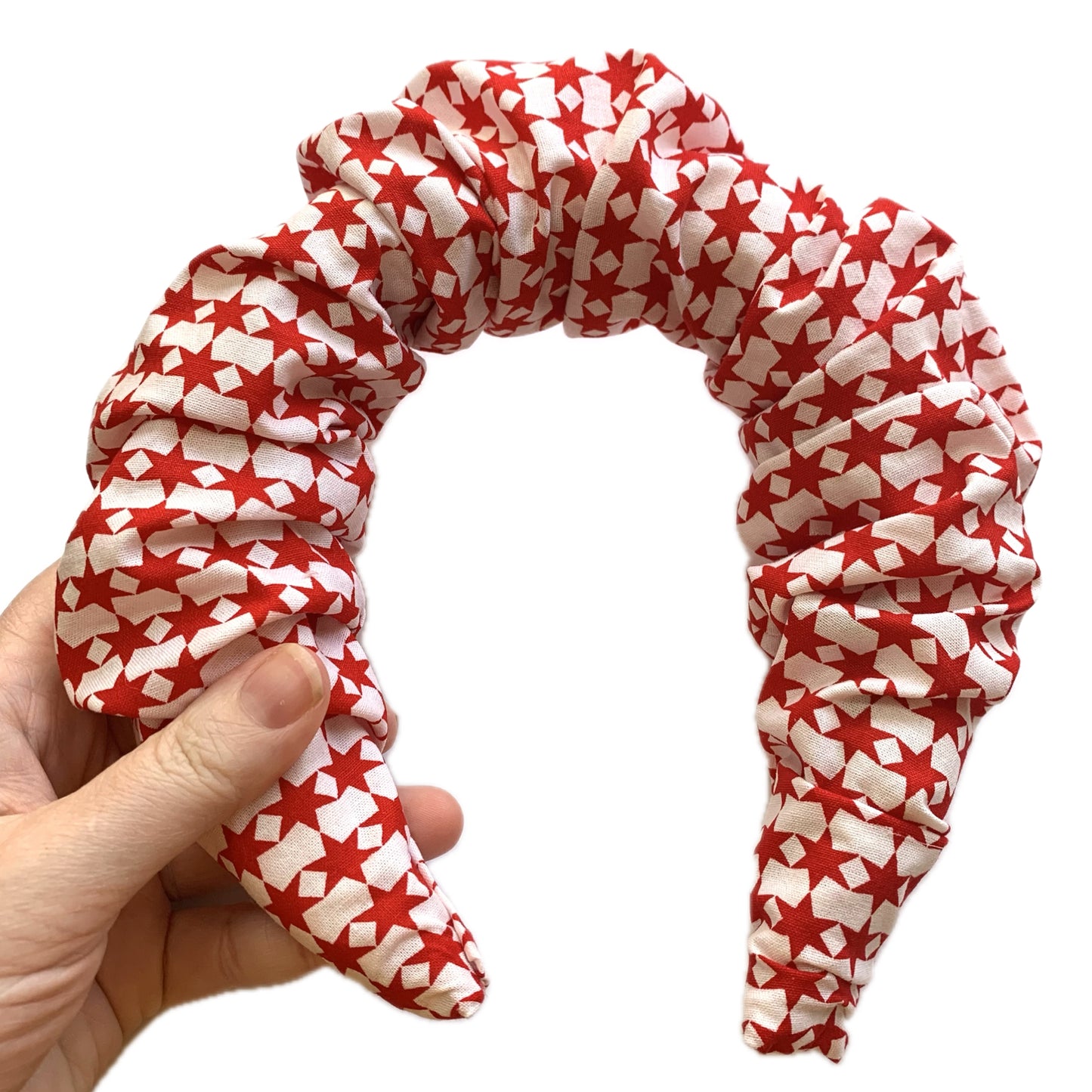 THIS BIRD HAS FLOWN - LARGE CHRISTMAS SCRUNCHIE HEADBANDS- Red Stars