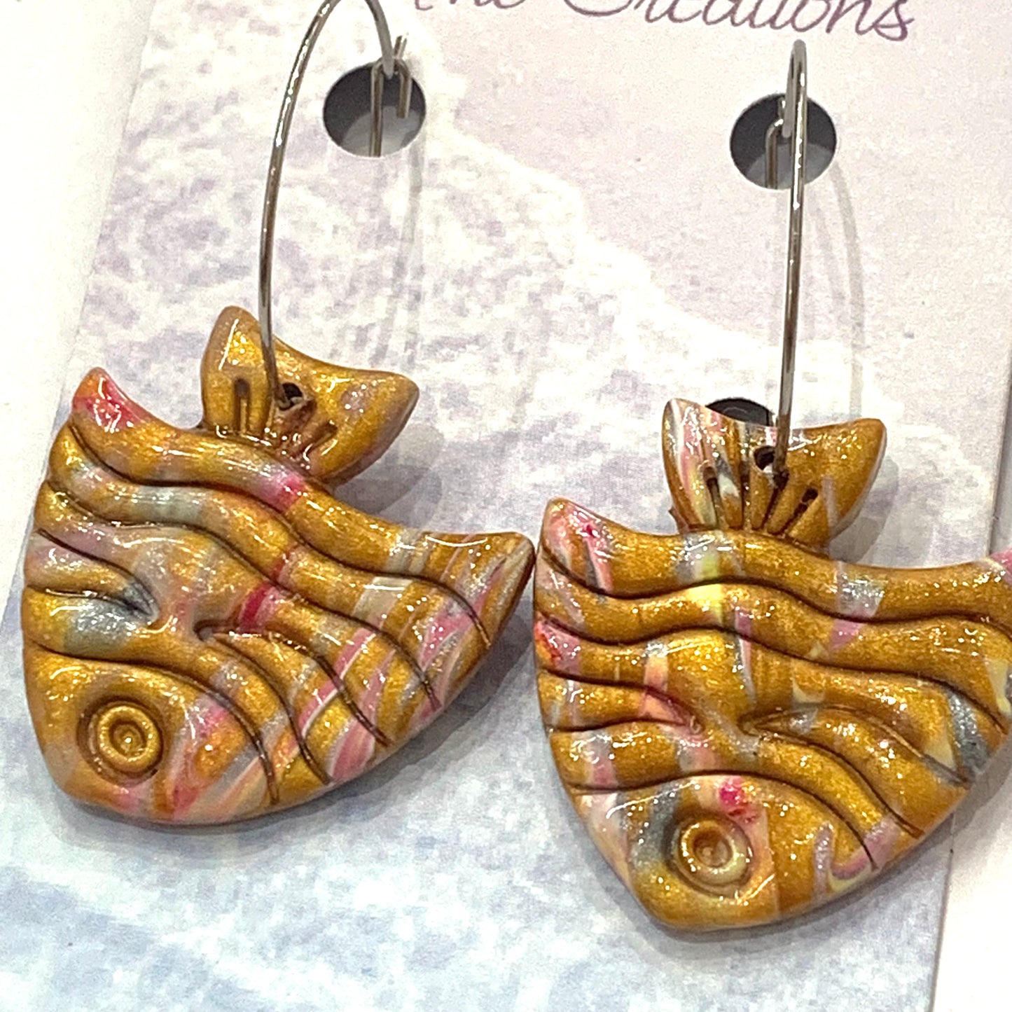 Sailvie Creations - Golden Fish Hoop Dangle Earrings