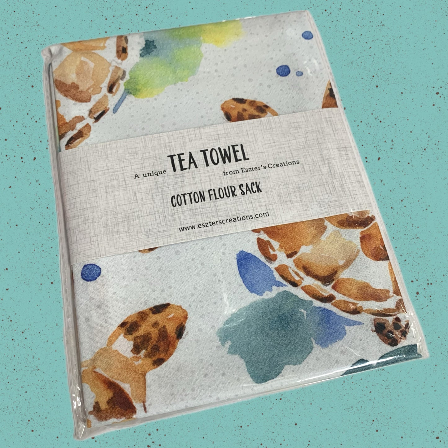 ESZTER'S CREATIONS - "Green Turtles"- Tea Towel