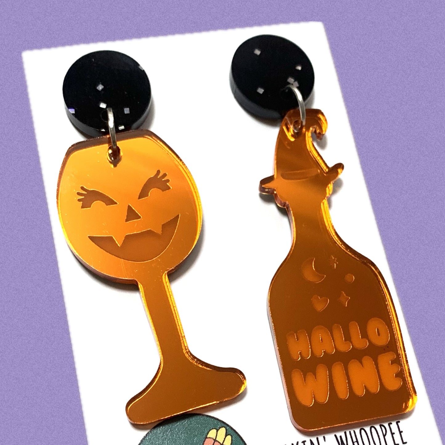 MAKIN' WHOOPEE - "Hallowine" Stud Dangle Halloween Earrings