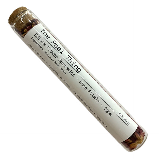 The Peel Thing- Edible Flower Sprinkles- “Rose Petals”- Gift Size Test Tube