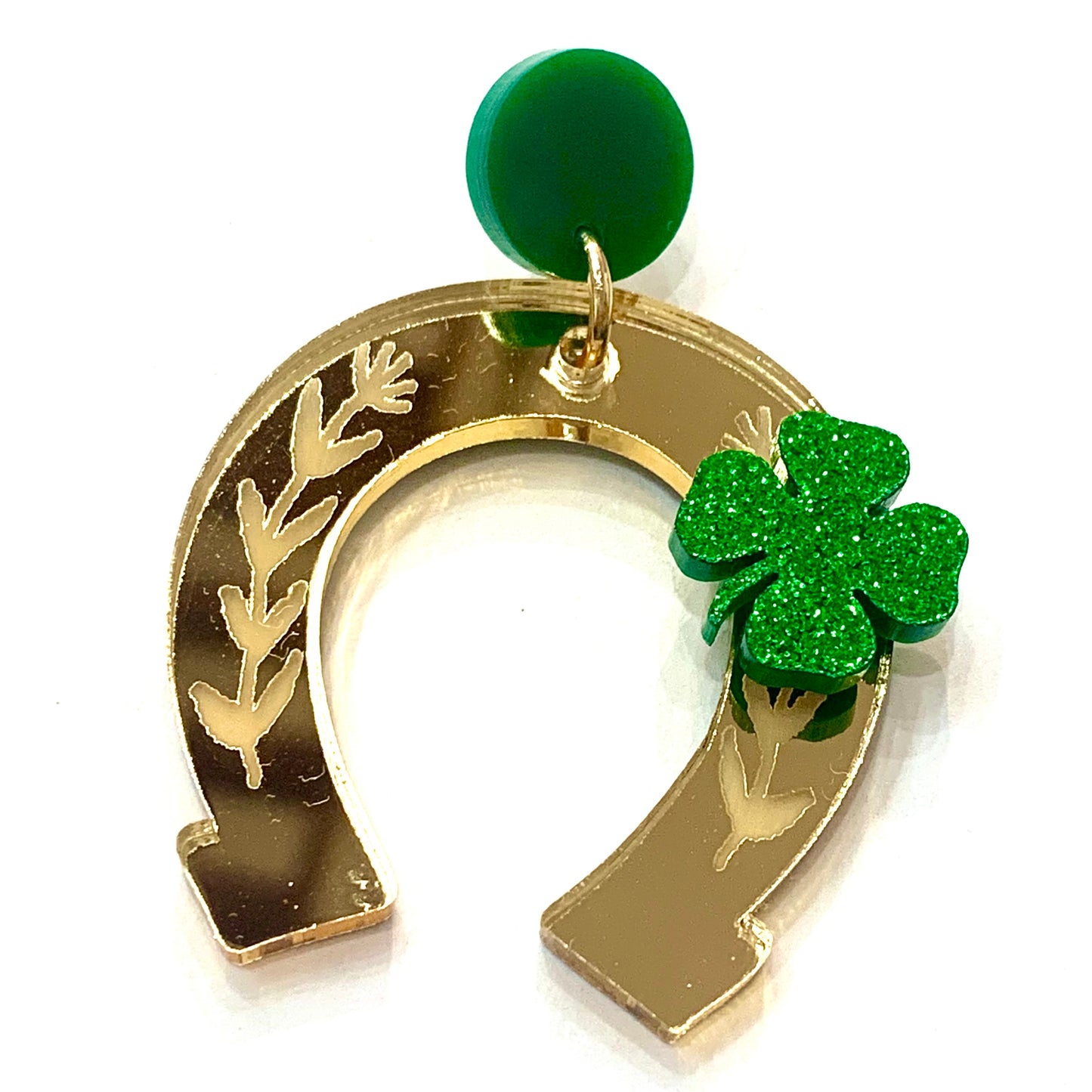 MAKIN' WHOOPEE - Lucky Horseshoe & 4 Leaf Clover Dangle Earrings
