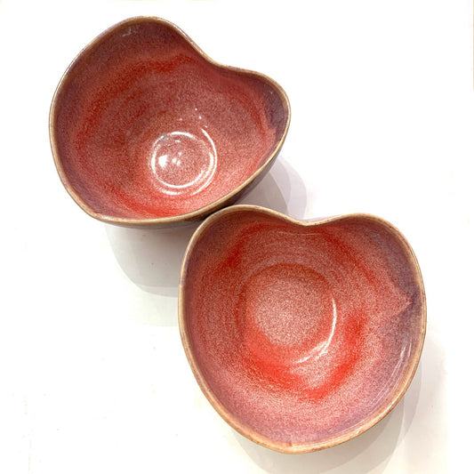 EARTH BY HAND- Heart Dishes- Pink & Purple