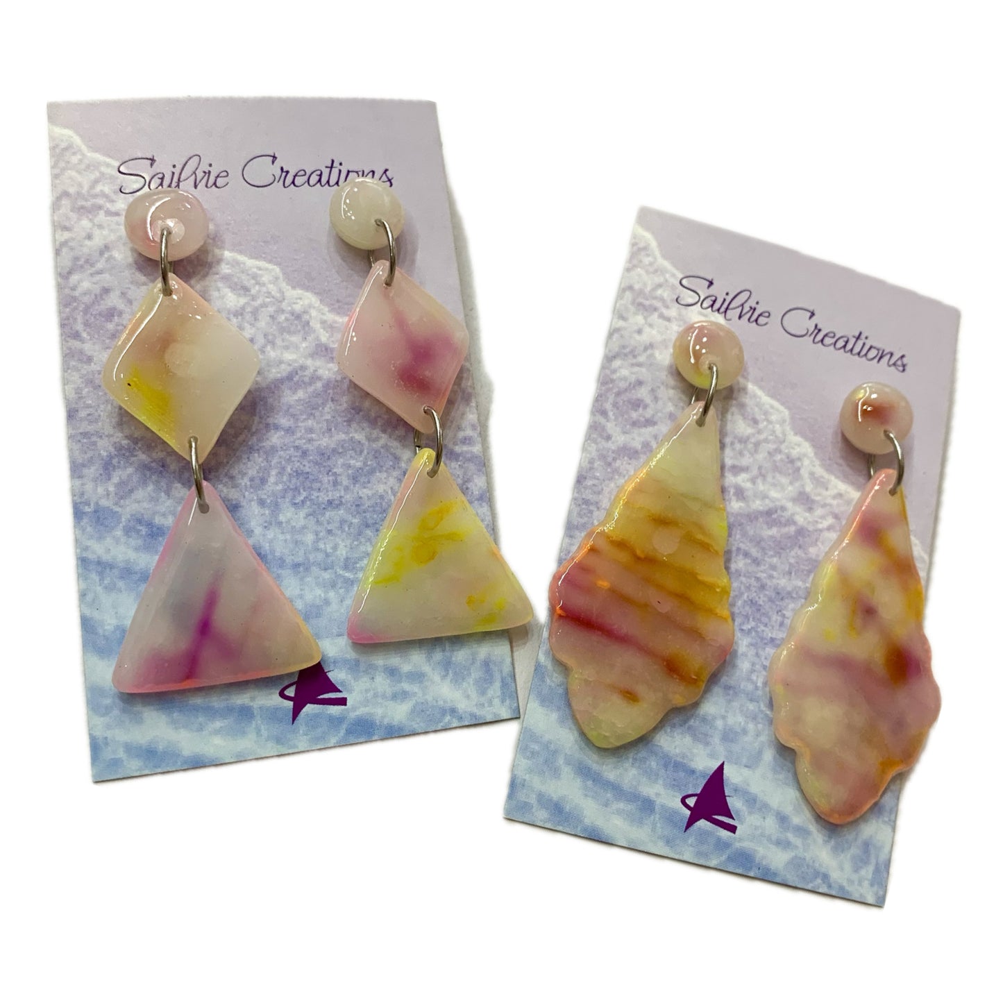 Sailvie Creations - Double Pastel Translucent Dangle Earrings