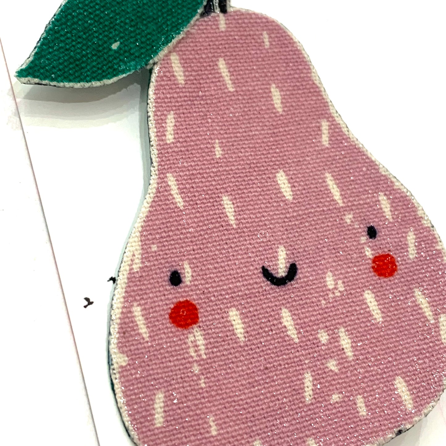 THIS BIRD HAS FLOWN- "Purple Pears" Cute Fruits- Fabric Remnant Brooches