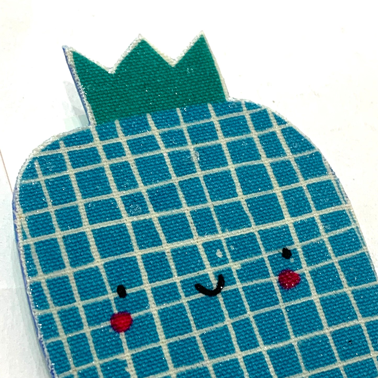 THIS BIRD HAS FLOWN- "Blue Pineapples" Cute Fruits- Fabric Remnant Brooches