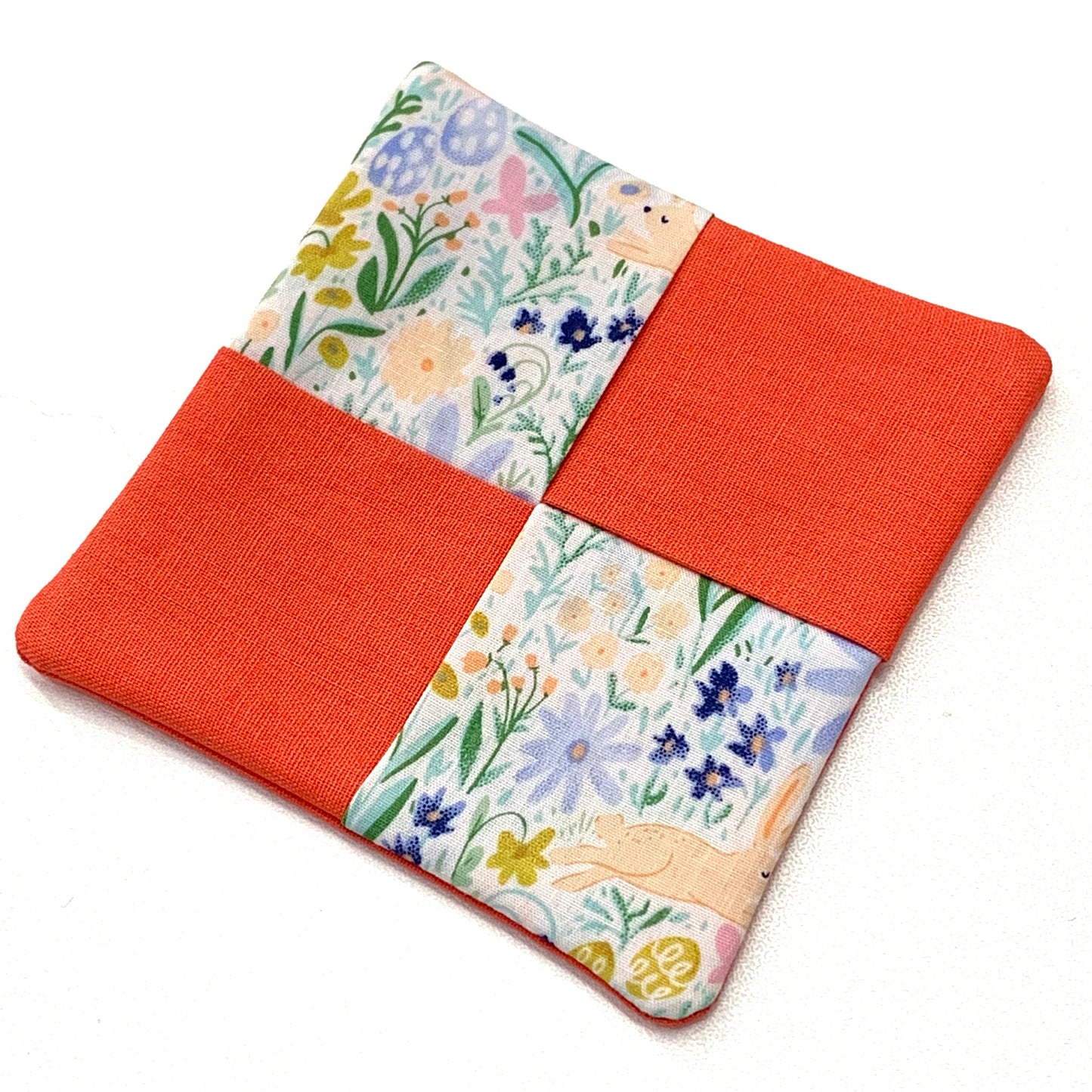 MAKIN' WHOOPEE- SINGLE WINE GLASS SLIPPER/COASTERS- Bunny Meadow & Peachy Orange