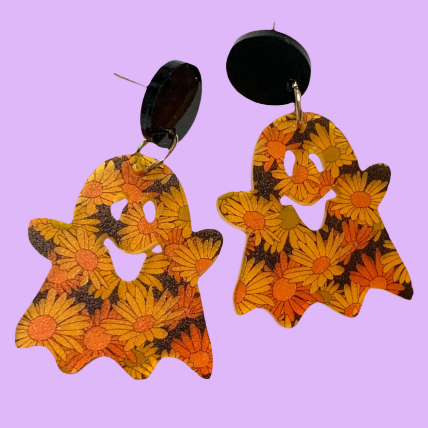 MAKIN' WHOOPEE - "Groovy Ghosts" Stud Dangle Halloween Earrings