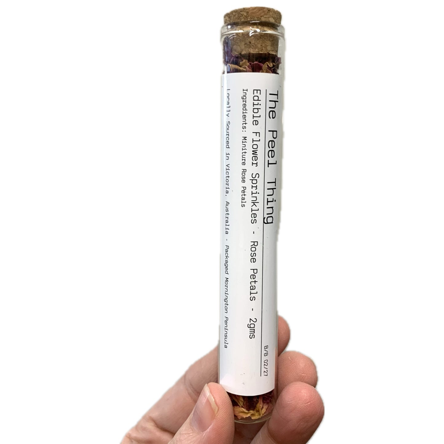 The Peel Thing- Edible Flower Sprinkles- “Rose Petals”- Gift Size Test Tube