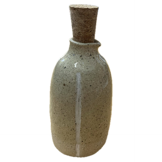 BELOVED POTTERY - Large Oil Bottle #1- Natural with White Stripe