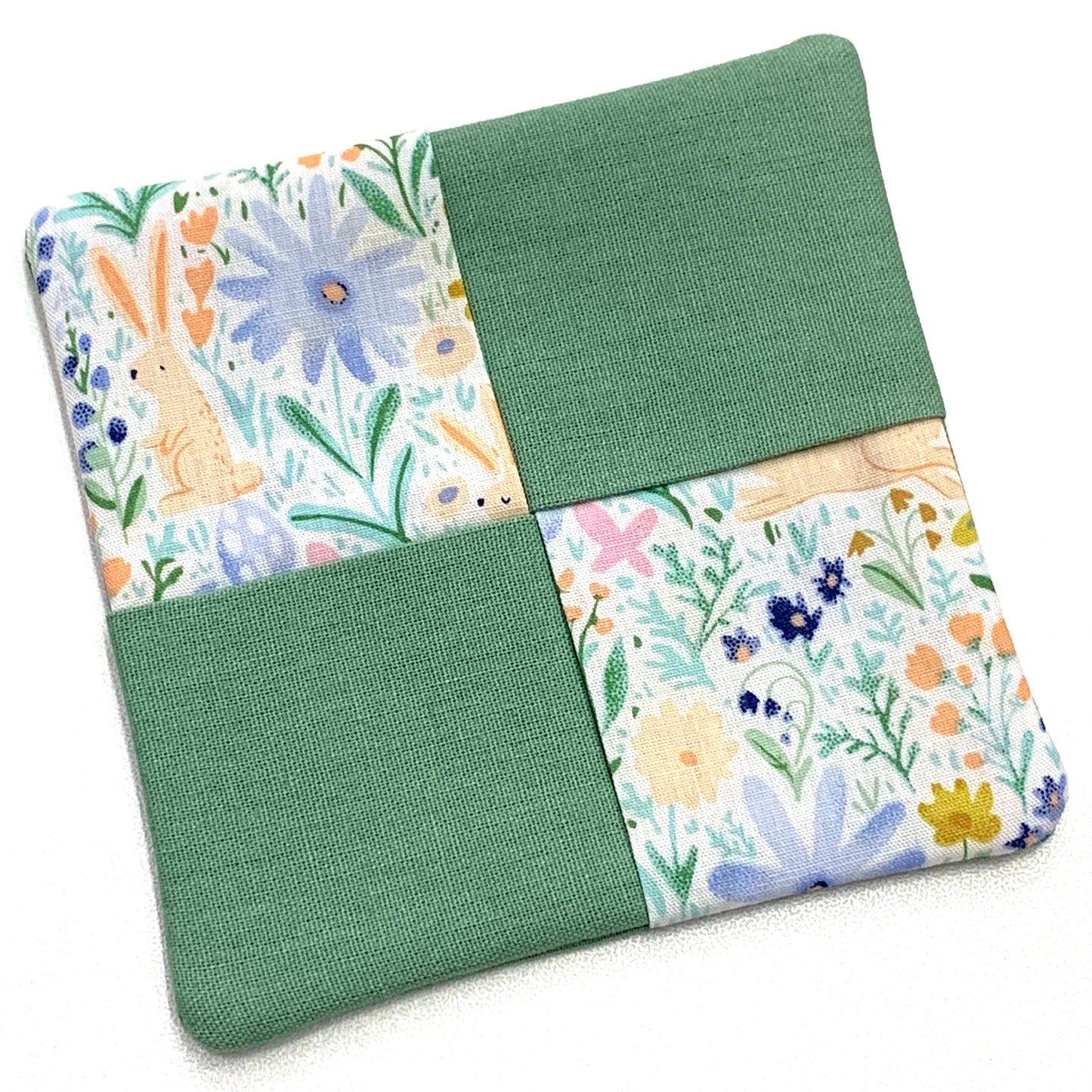 MAKIN' WHOOPEE- SINGLE WINE GLASS SLIPPER/COASTERS- Bunny Meadow & Green