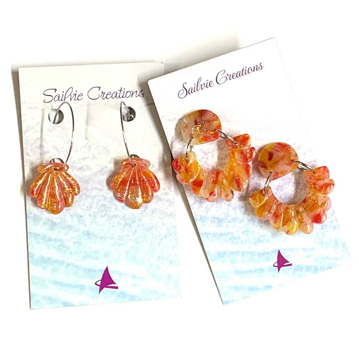 Sailvie Creations - Sunset 2 Piece Frill Dangle Earrings