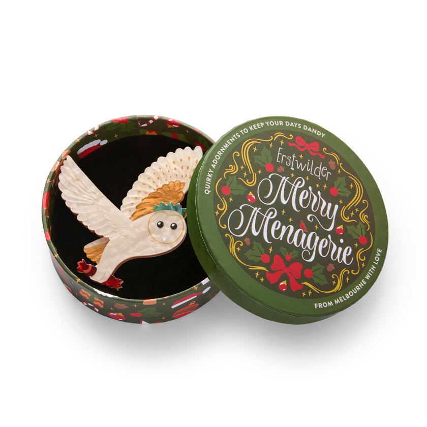 ERSTWILDER - "Otto the Owl" Brooch - MERRY MENAGERIE- CHRISTMAS COLLECTION