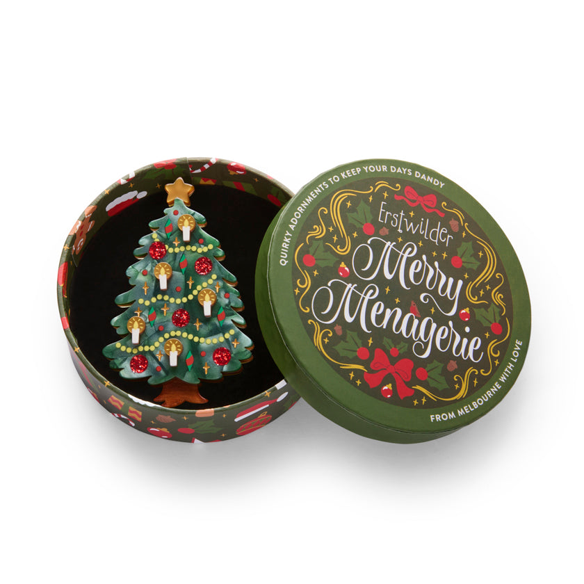 ERSTWILDER - "Christmas Tree Centrepiece" Brooch - MERRY MENAGERIE- CHRISTMAS COLLECTION