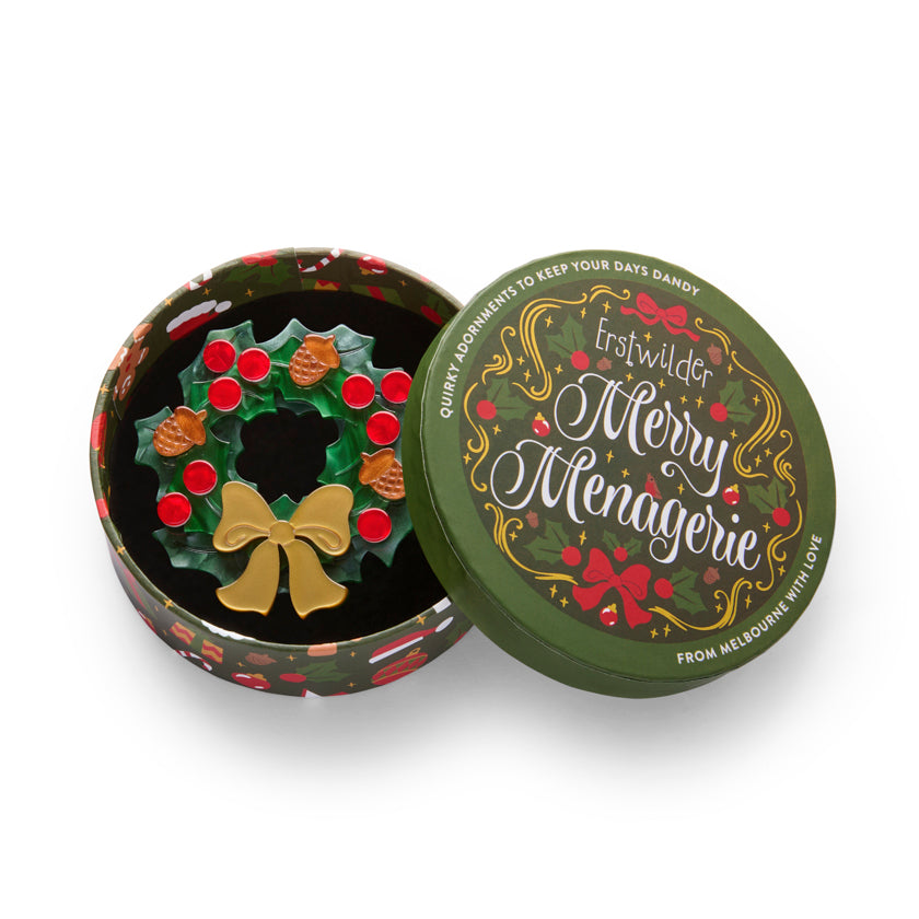 ERSTWILDER - "Forest Wreath" Brooch - MERRY MENAGERIE- CHRISTMAS COLLECTION