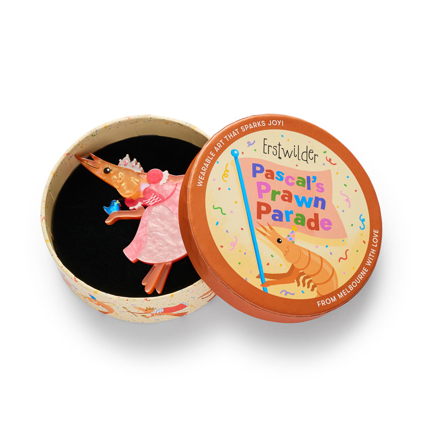 ERSTWILDER - "Pascal the Princess Prawn" Brooch - Pascals Prawn Parade