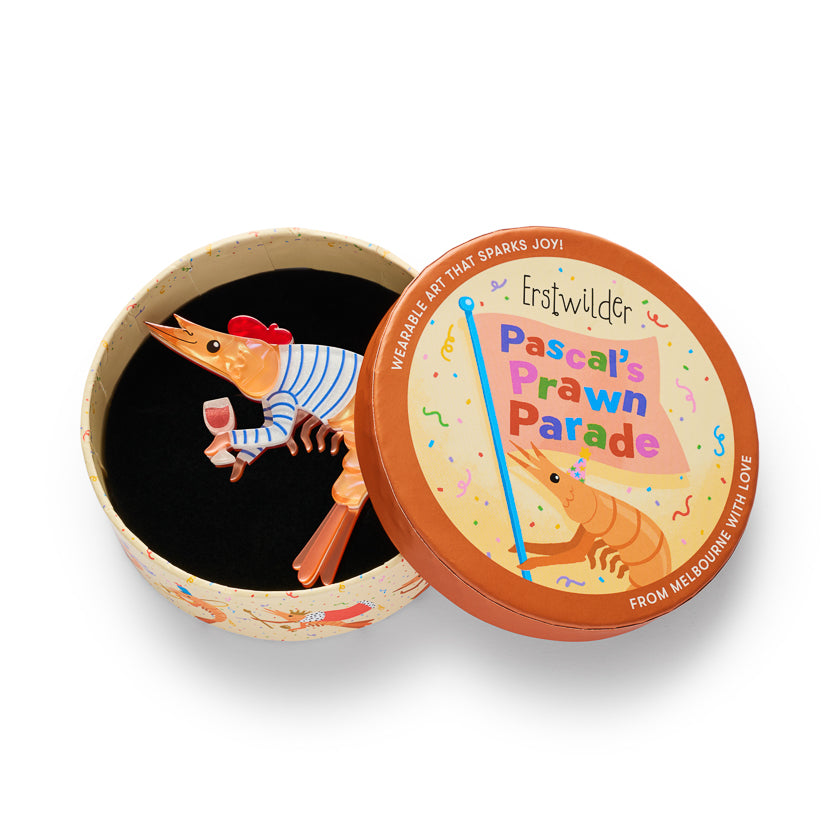 ERSTWILDER - "Pascal the Parisian Prawn" Brooch - Pascals Prawn Parade
