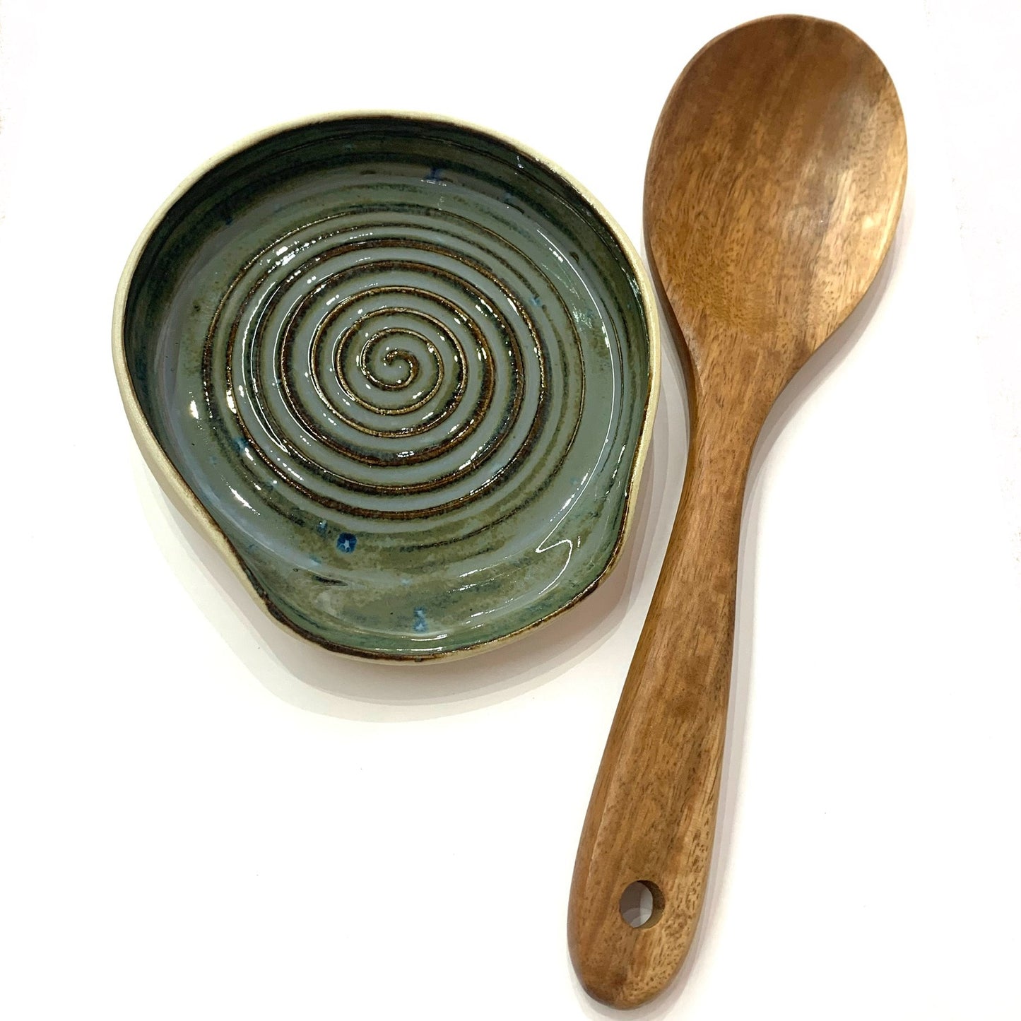 POTTERESS BY ALICIA - Spoon Rest - Blue/Green Swirl