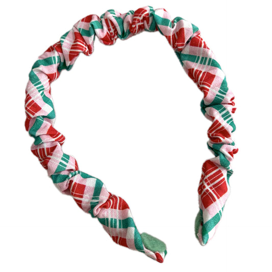 THIS BIRD HAS FLOWN -  SMALL CHRISTMAS SCRUNCHIE HEADBANDS- Jolly Tartan