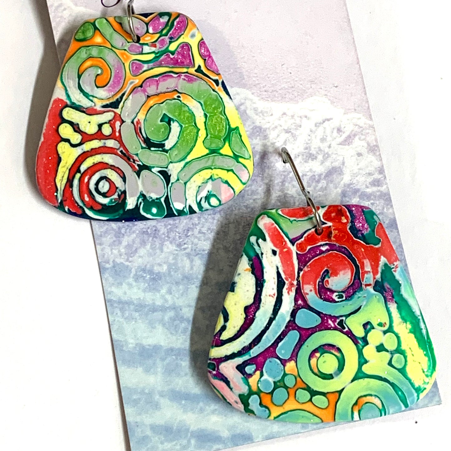 Sailvie Creations - Rainbow Heart Hook Dangle Earrings