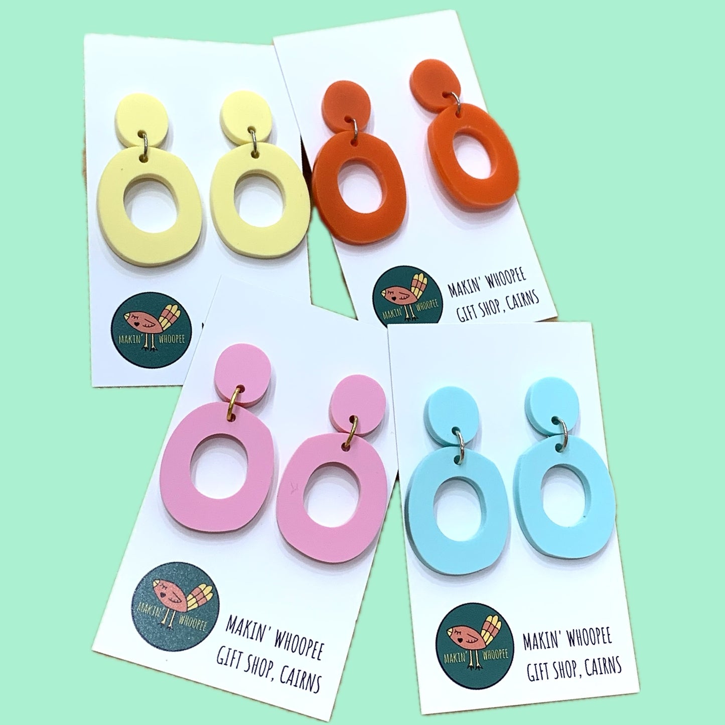 MAKIN' WHOOPEE - "Organic Ovals" - Medium Dangles - Matte Limoncello Yellow