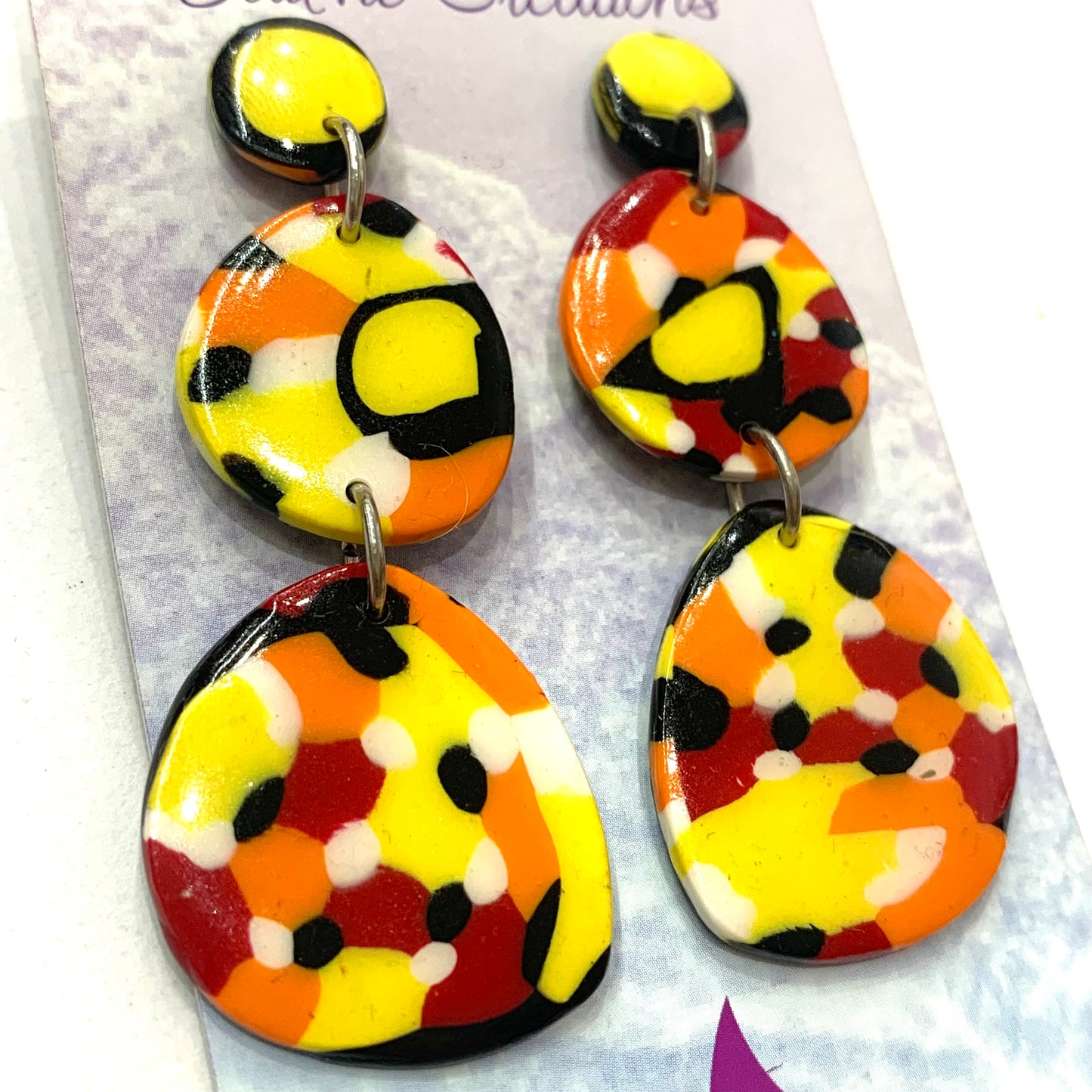Sailvie Creations - Double Lava Stud Top Dangle Earrings
