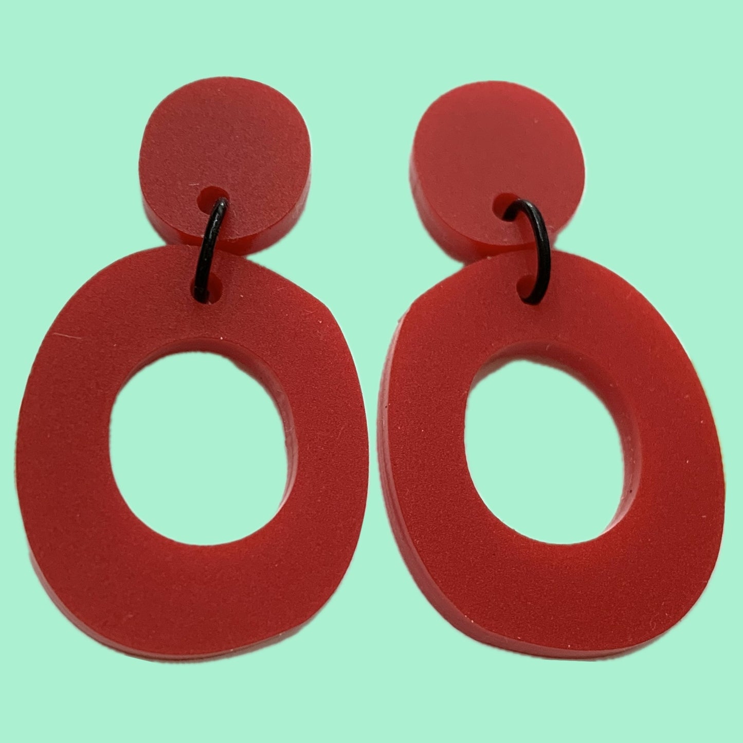 MAKIN' WHOOPEE - "Organic Ovals" - Medium Dangles - Matte Cherry Red
