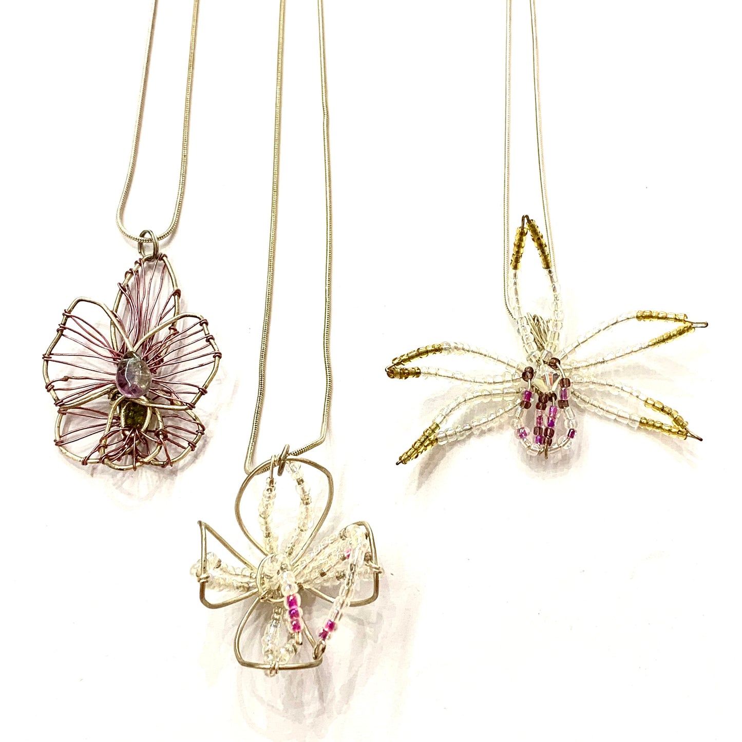 CARLEY CLARKE-RUSHTON - Fine Gold & Purple Orchid Necklace