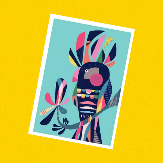 3 BIRDIES STUDIO- "Black Cockatoo" A5 Art Print