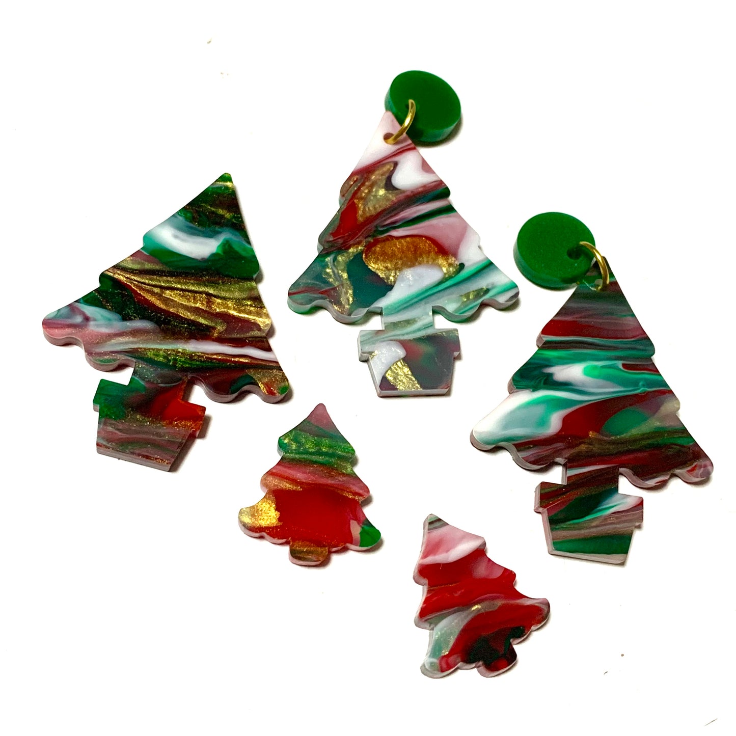 MAKIN' WHOOPEE - “YULE MARBLE” CHRISTMAS TREE STUD DANGLES