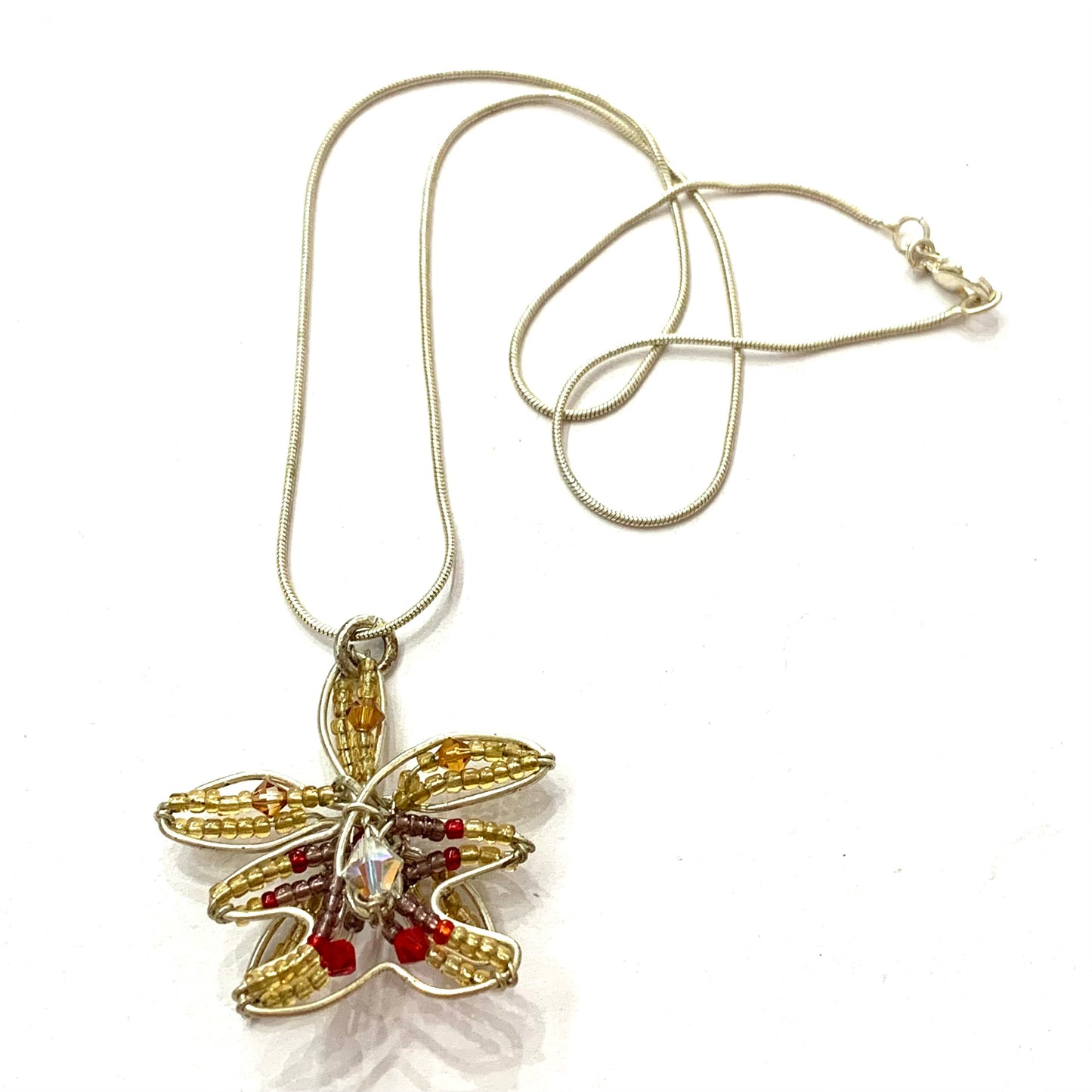 CARLEY CLARKE-RUSHTON - Gold & Red Orchid Necklace