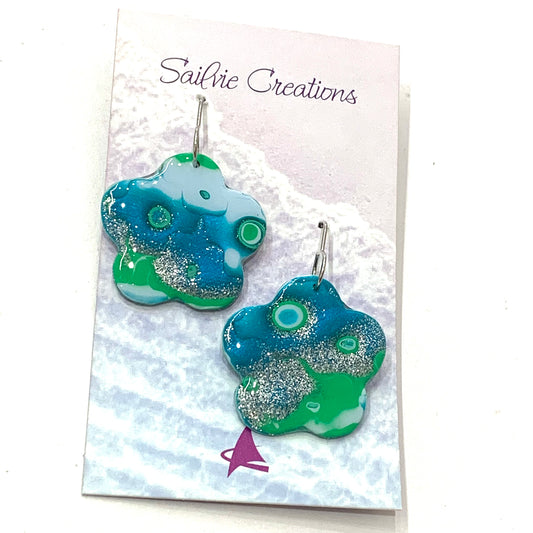 Sailvie Creations - Ocean Flower Hook Dangle Earrings