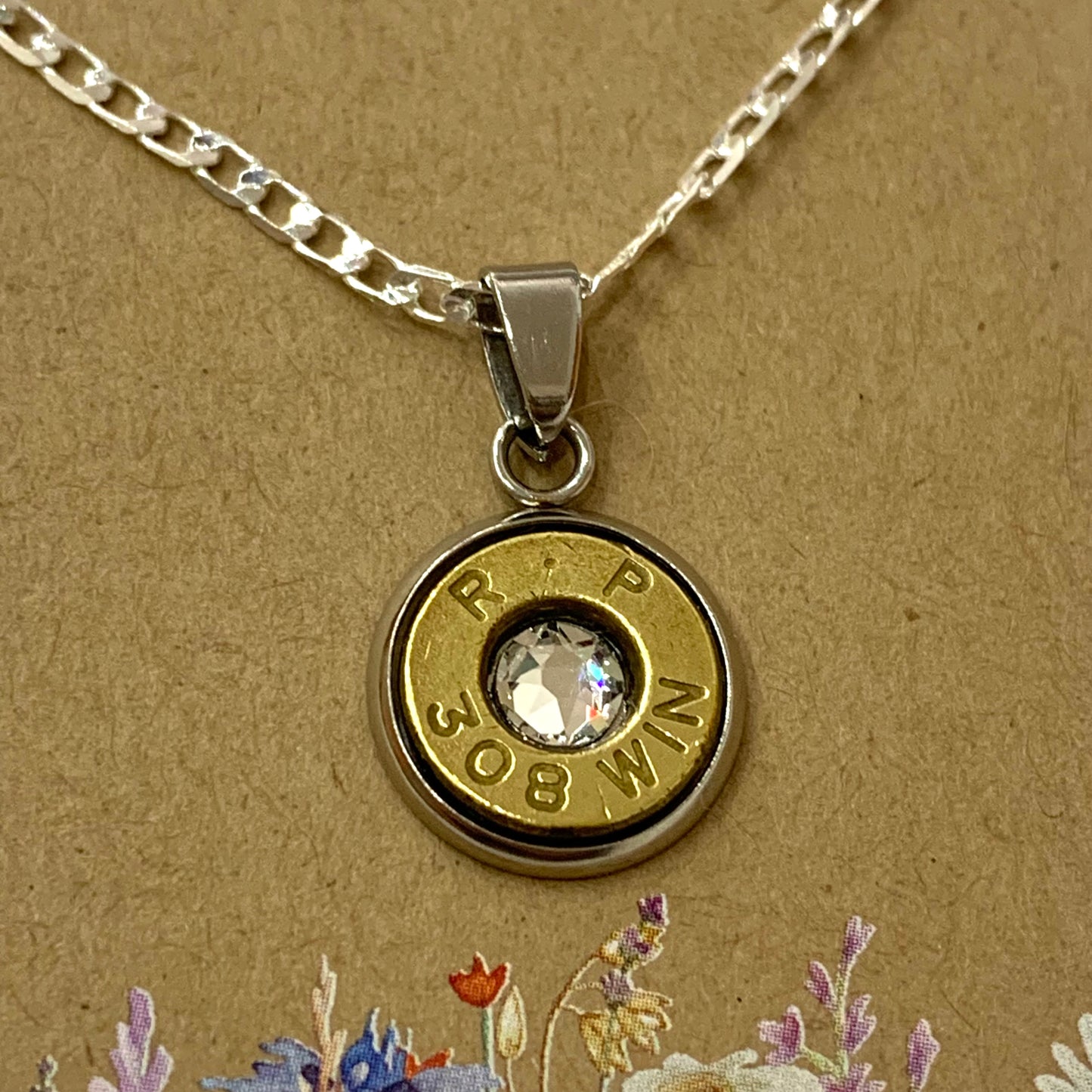 WILD BRASS- Pendant Necklace with Clear Swarovski Crystals