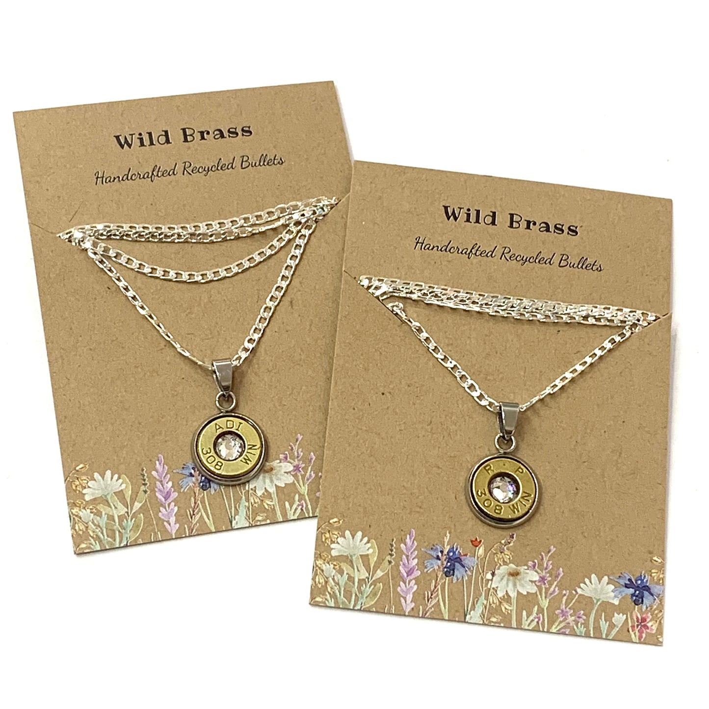 WILD BRASS- Pendant Necklace with Clear Swarovski Crystals