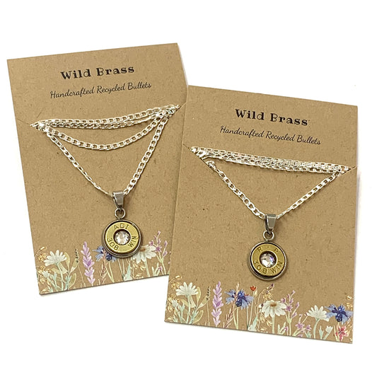 WILD BRASS- Pendant Necklace with Clear Swarovski Crystals