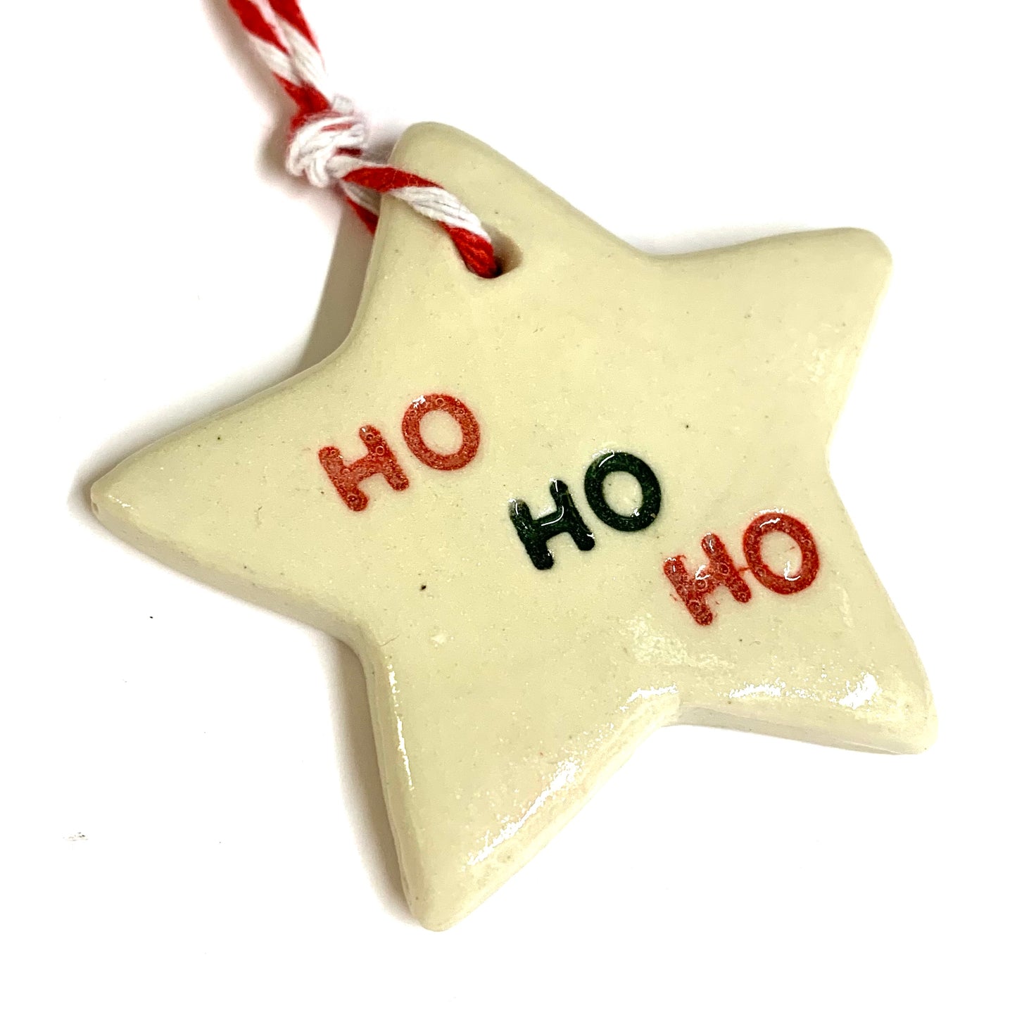 EARTH BY HAND- Clay Star Christmas Decorations- HO HO HO