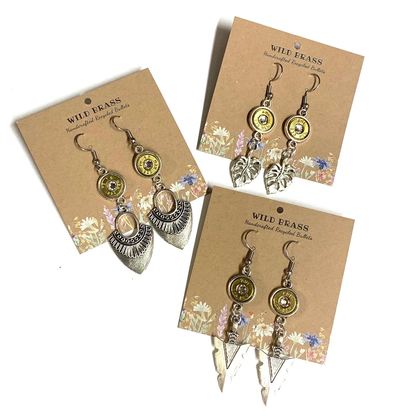 WILD BRASS- Charm Drops- Textured Organic Ring with Clear Swarovski Crystals