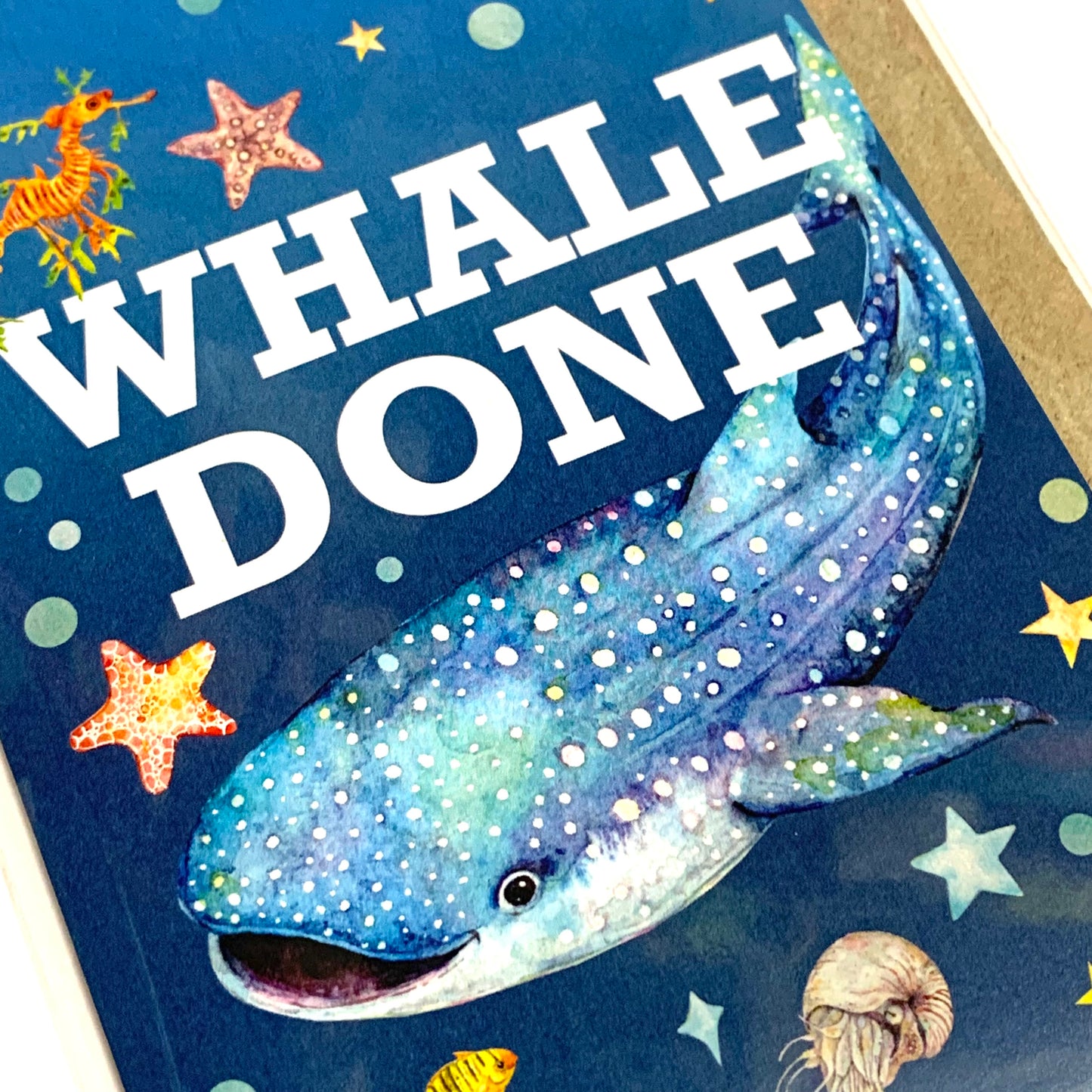 WATERCOLOURS BY CAT- Whale Done Greeting Card- Whale Shark
