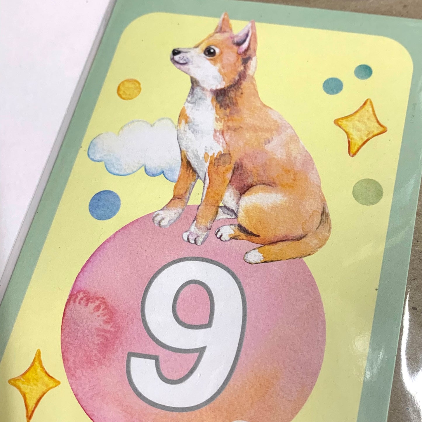 WATERCOLOURS BY CAT- "Nine- Dingo"- Australian Animal Kids Age Card