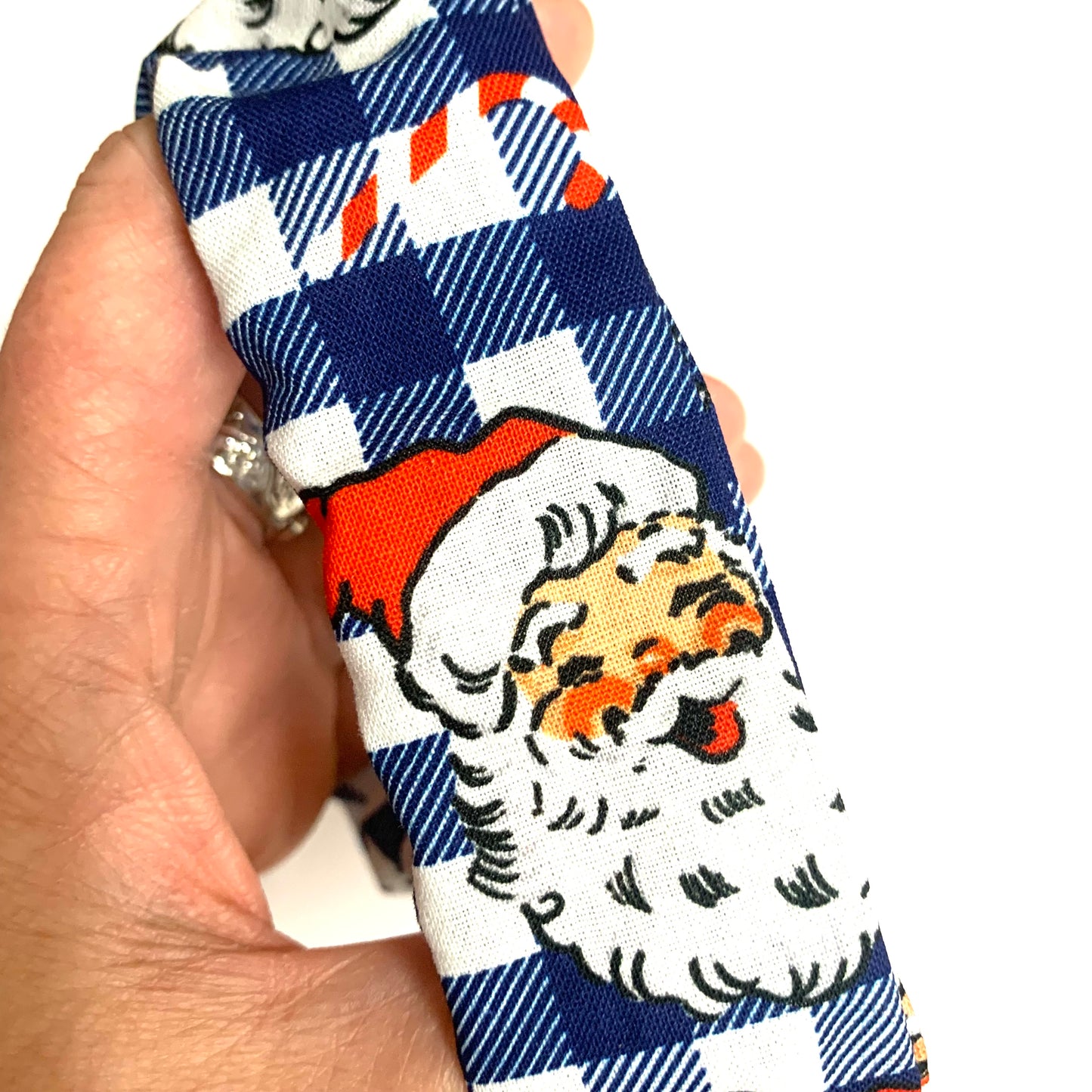 MUMMA WHOOPEE - Regular “BLUE CHECK SANTAS” SCRUNCHIE
