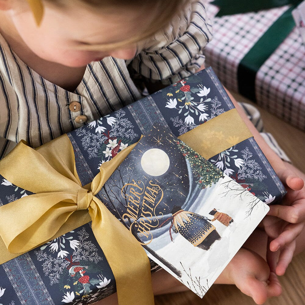 BESPOKE LETTERPRESS - "Starry Night Bears"- Foiled Christmas Card