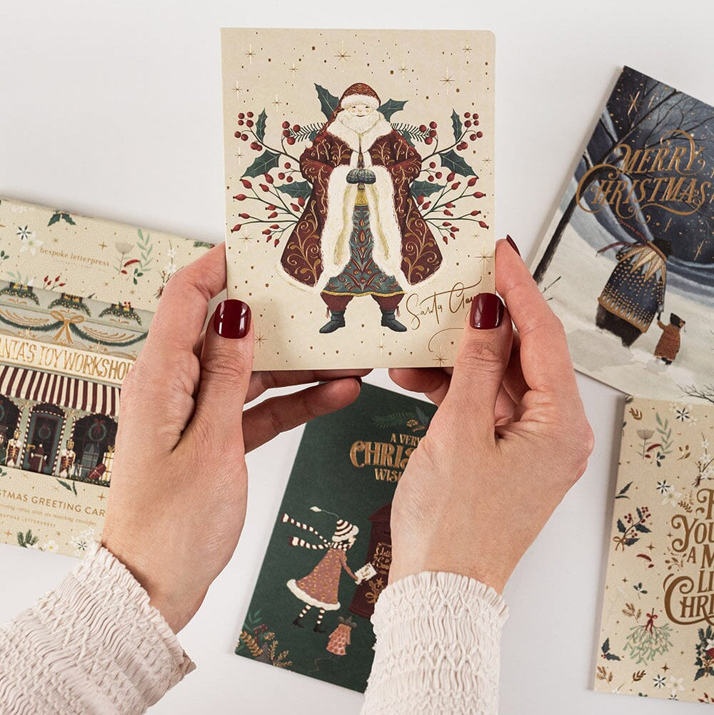 BESPOKE LETTERPRESS - "Santa Claus"- Foiled Christmas Card