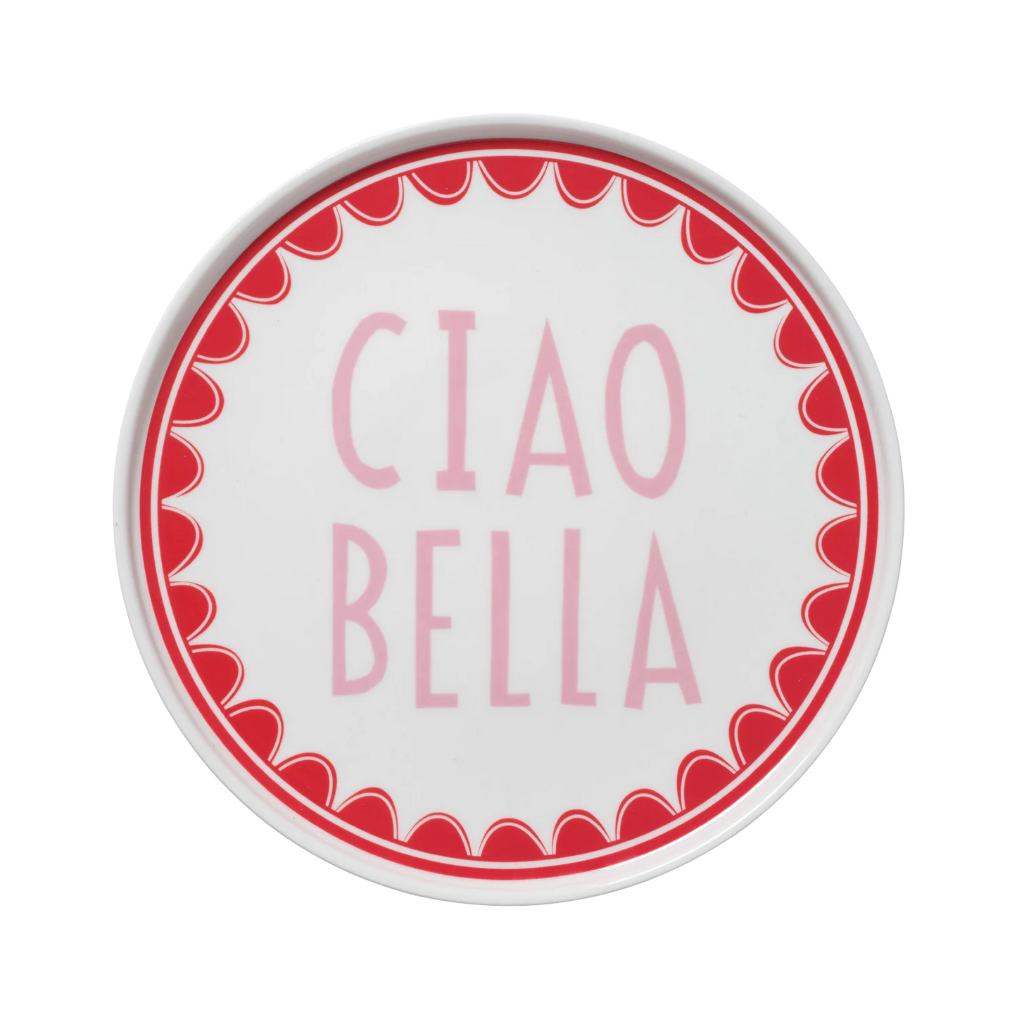 In The Roundhouse - "Ciao Bella" Plate Pink and Red