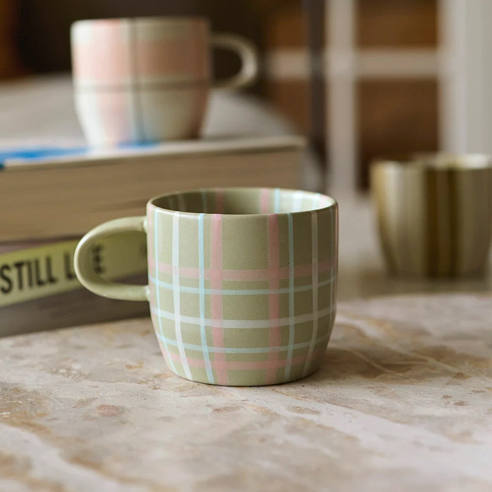 ROBERT GORDON POTTERY - Cat's Pyjamas Mug- Sage & Blush Check
