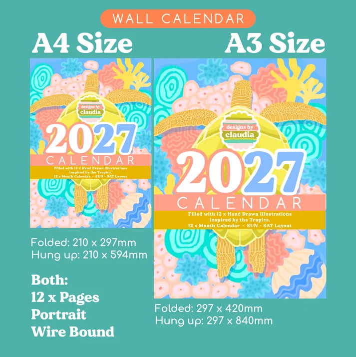 DESIGNS BY CLAUDIA - 2027 A3 WALL CALENDAR