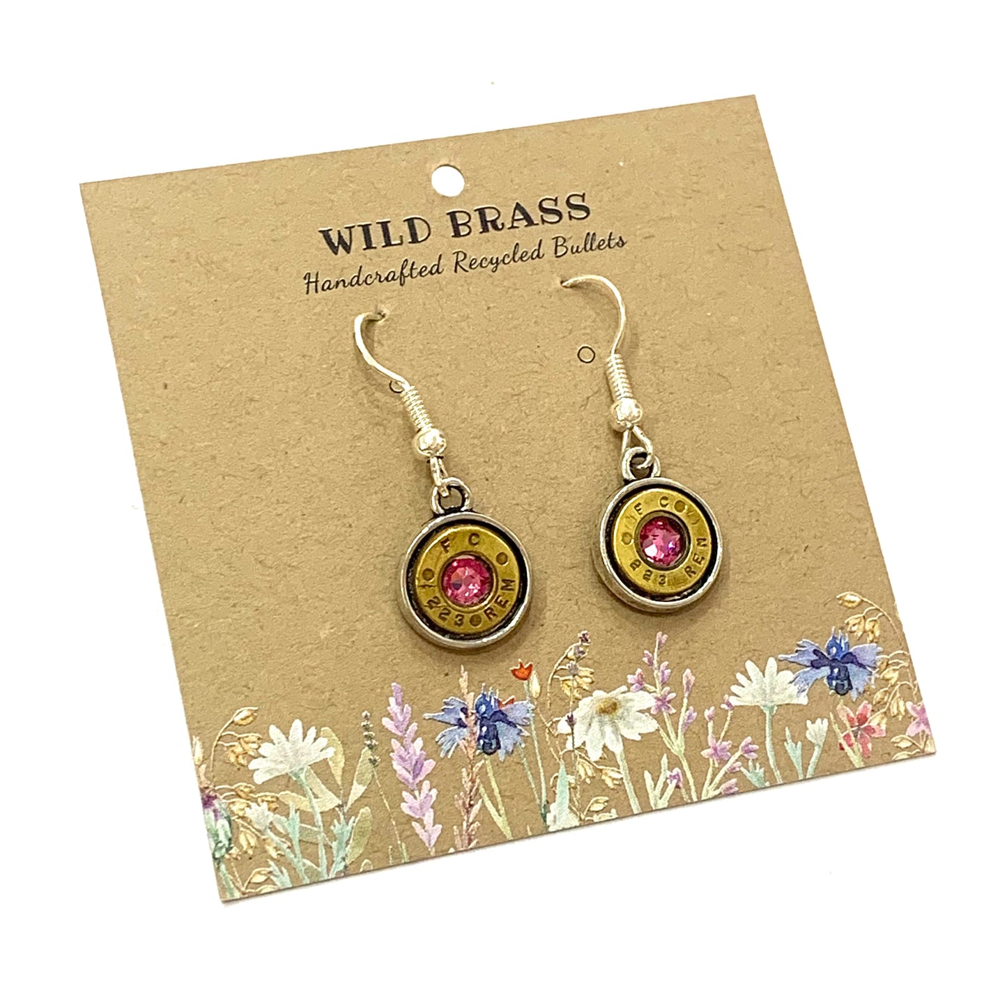 WILD BRASS- Round Drops- Light Pink Swarovski Crystal