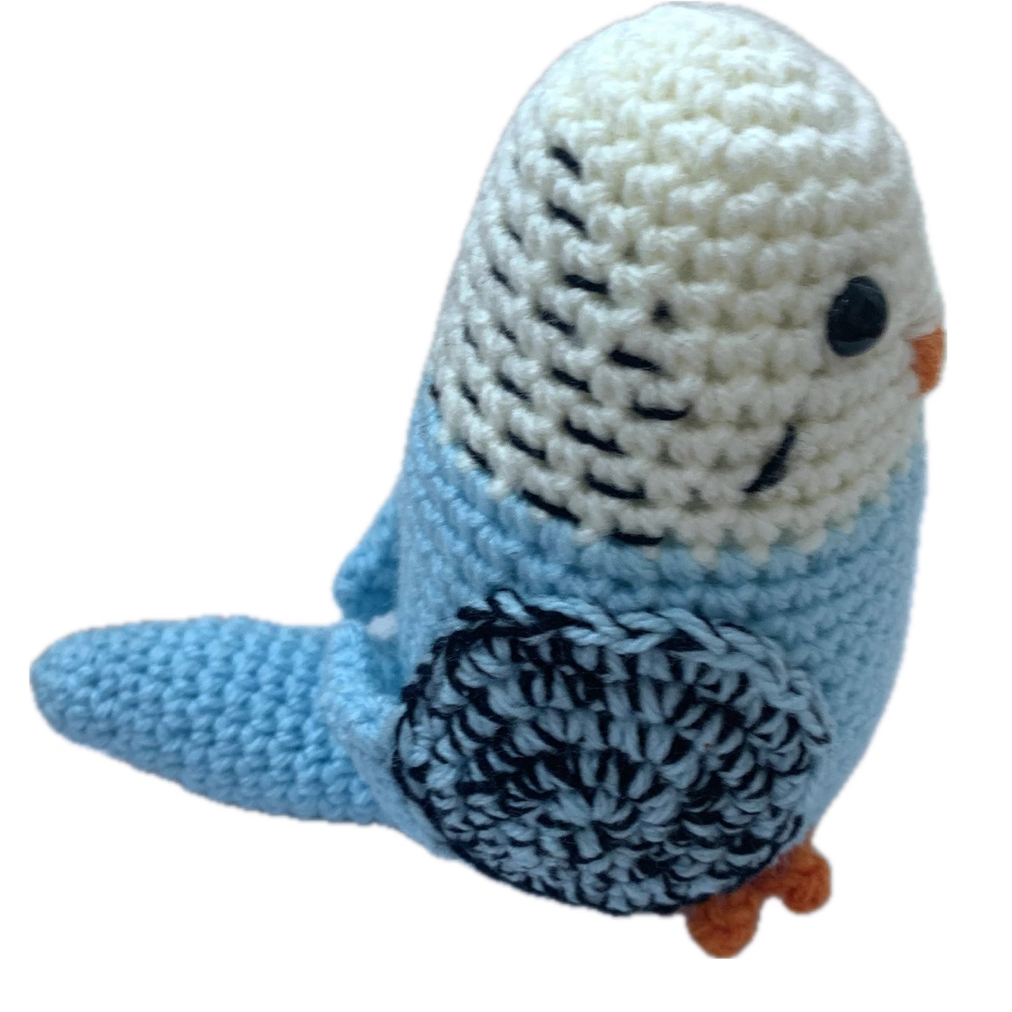 BEAKNITS- PALE BLUE CROCHETED BUDGIE