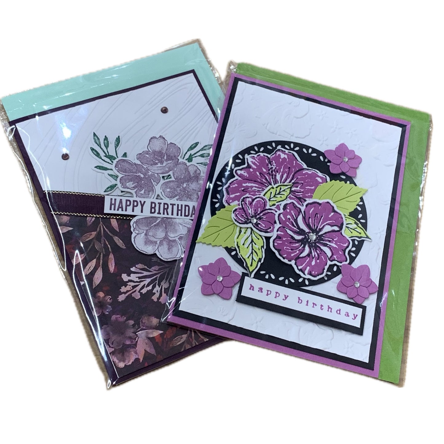 PAPER POSSUM- PURPLE FLOWER CIRCLE BIRTHDAY - HANDMADE GREETING CARD