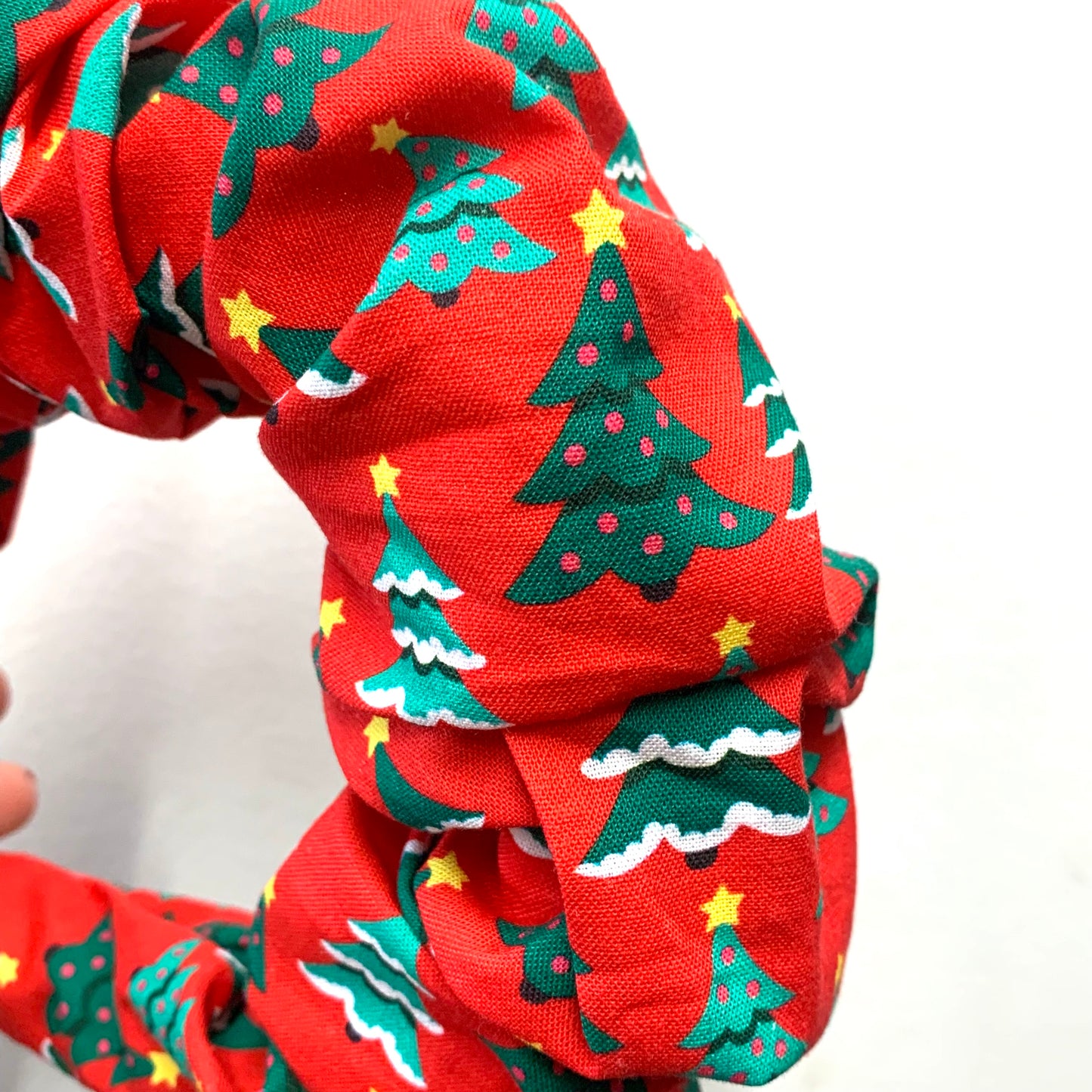 MAKIN WHOOPEE - BIG SCRUNCHIE CHRISTMAS HEADBANDS- Christmas Trees in Red